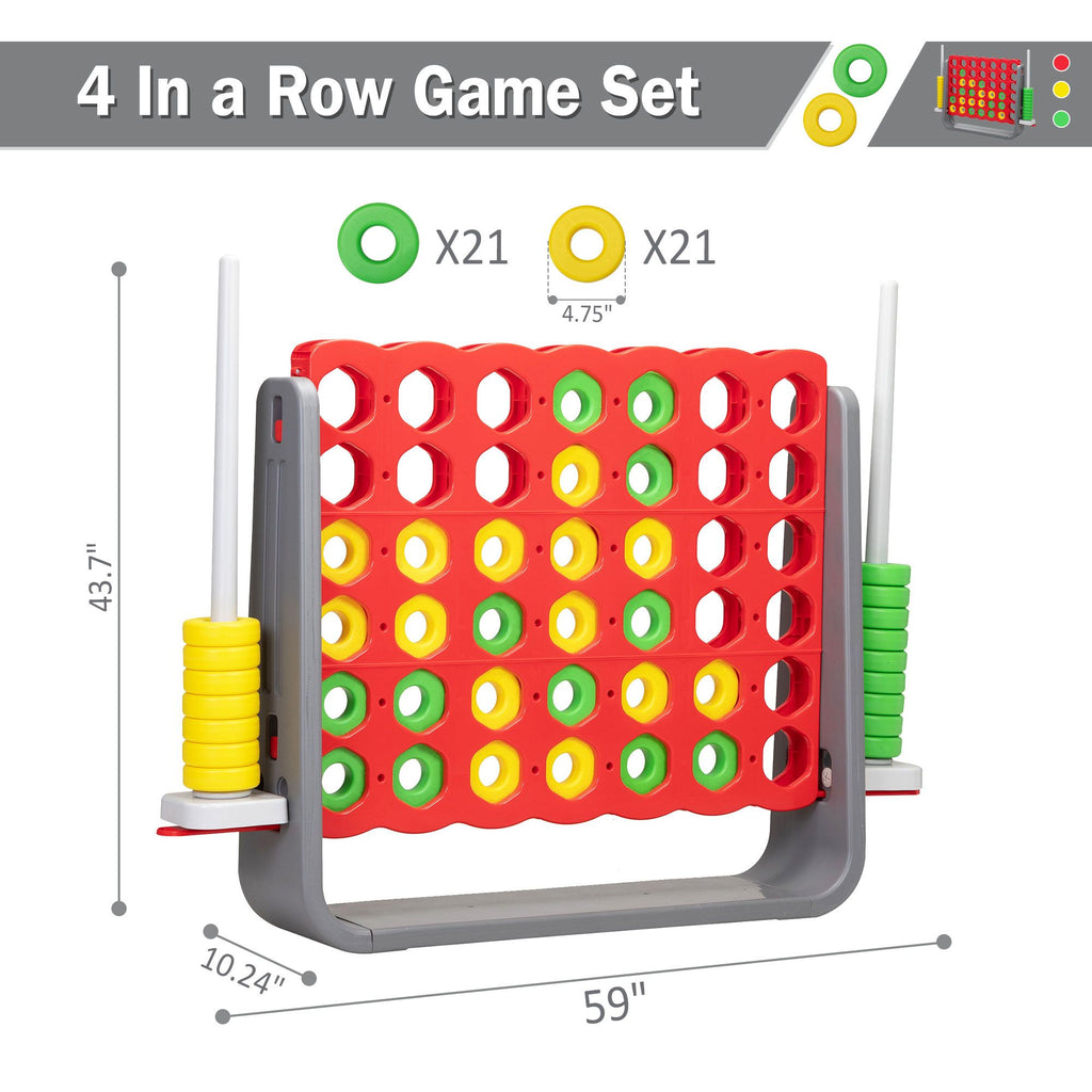 Yeah Depot - Giant 4 In a Row Game Set, Outdoor and Indoor Game for Adults and Kids, Intelligent Toy,Red and Gray