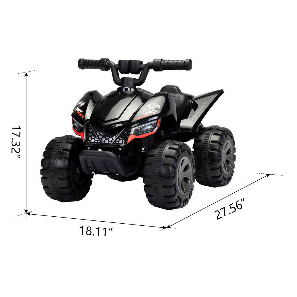 Yeah Depot - Kids Ride-on ATV, 6V Battery Powered Electric Quad Car with Music, LED Lights and Spray Device, 4 Wheeled Ride-on Toy for Toddlers Age 3-5, Black