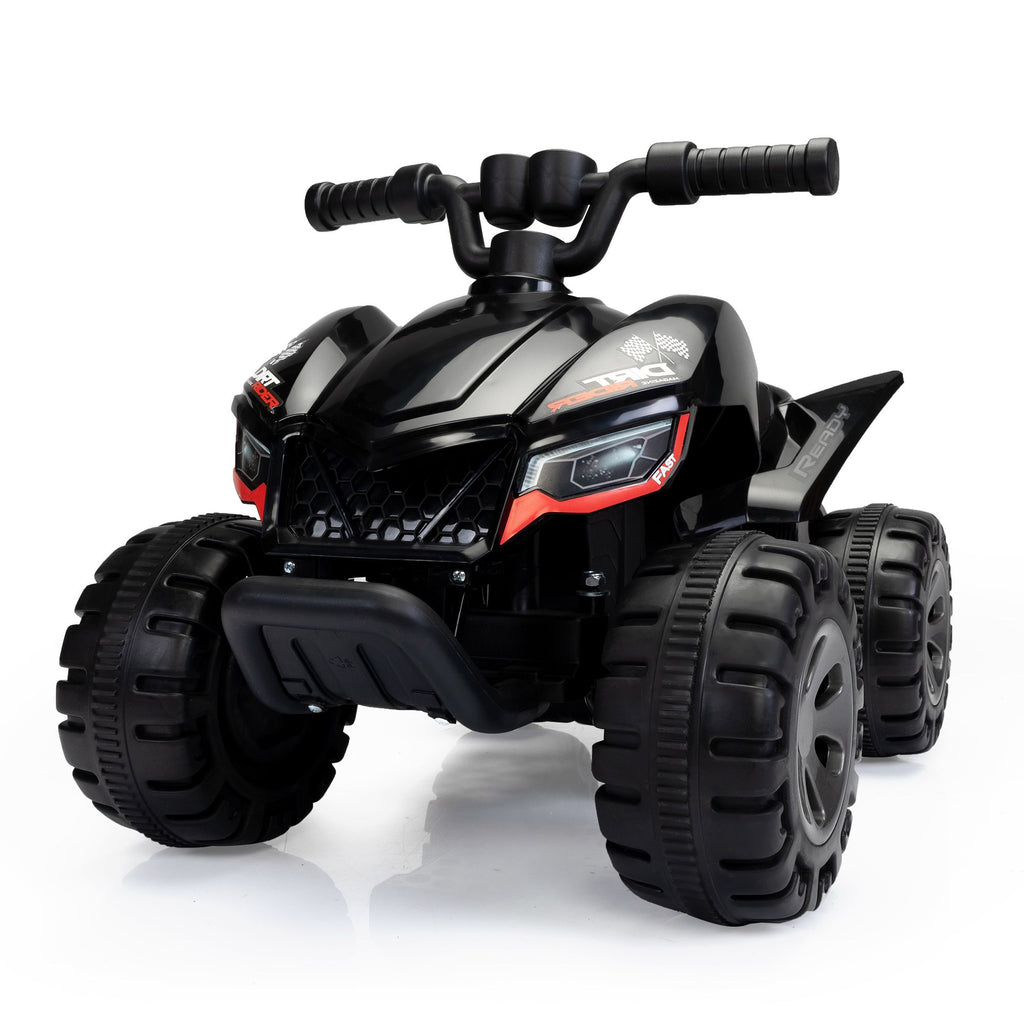 Yeah Depot - Kids Ride-on ATV, 6V Battery Powered Electric Quad Car with Music, LED Lights and Spray Device, 4 Wheeled Ride-on Toy for Toddlers Age 3-5, Black