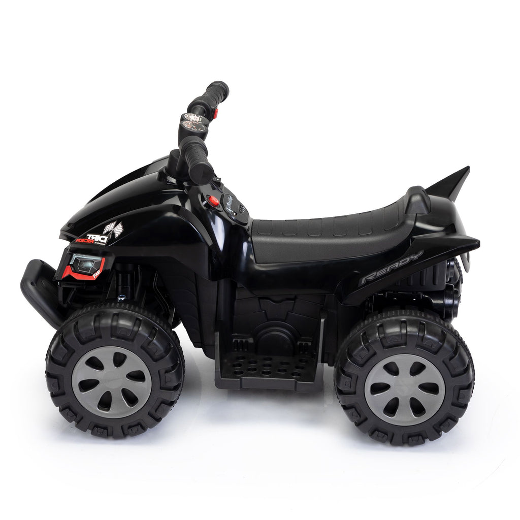 Yeah Depot - Kids Ride-on ATV, 6V Battery Powered Electric Quad Car with Music, LED Lights and Spray Device, 4 Wheeled Ride-on Toy for Toddlers Age 3-5, Black
