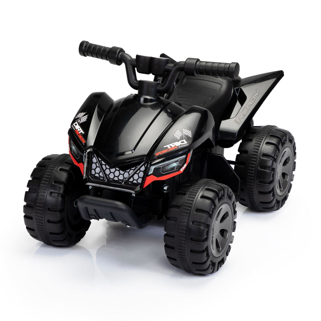 Yeah Depot - Kids Ride-on ATV, 6V Battery Powered Electric Quad Car with Music, LED Lights and Spray Device, 4 Wheeled Ride-on Toy for Toddlers Age 3-5, Black