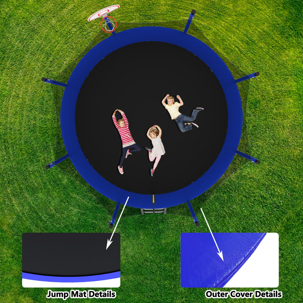 Yeah Depot - 12FT Trampoline for Kids & Adults with Basketball Hoop and Ball ,Recreational Trampolines with Safety Enclosure for Back Yard Outdoor