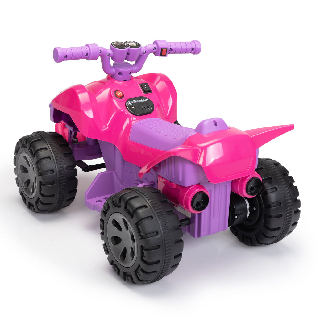 Yeah Depot - Kids Ride-on ATV, 6V Battery Powered Electric Quad Car with Music, LED Lights and Spray Device, 4 Wheeled Ride-on Toy for Toddlers Age 3-5, Rose Red