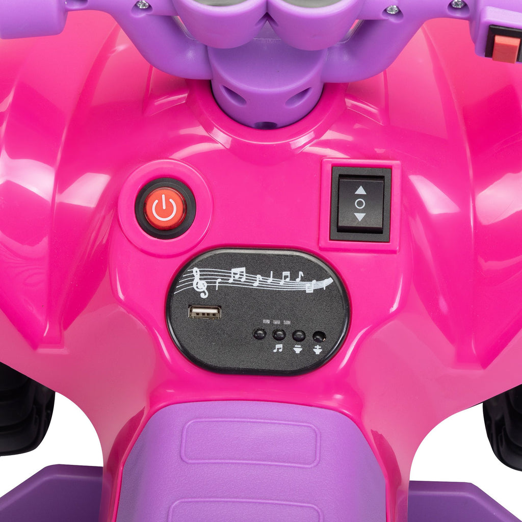 Yeah Depot - Kids Ride-on ATV, 6V Battery Powered Electric Quad Car with Music, LED Lights and Spray Device, 4 Wheeled Ride-on Toy for Toddlers Age 3-5, Rose Red