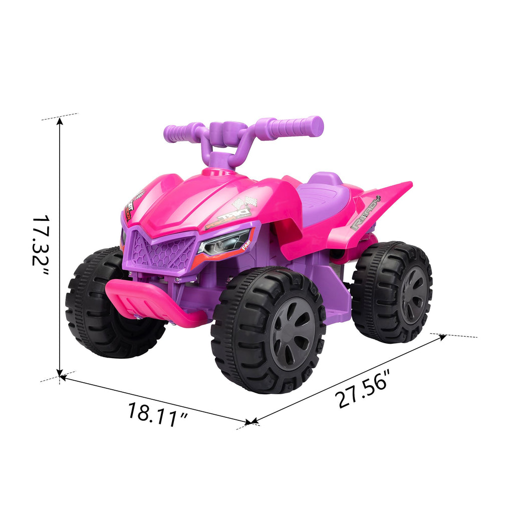 Yeah Depot - Kids Ride-on ATV, 6V Battery Powered Electric Quad Car with Music, LED Lights and Spray Device, 4 Wheeled Ride-on Toy for Toddlers Age 3-5, Rose Red