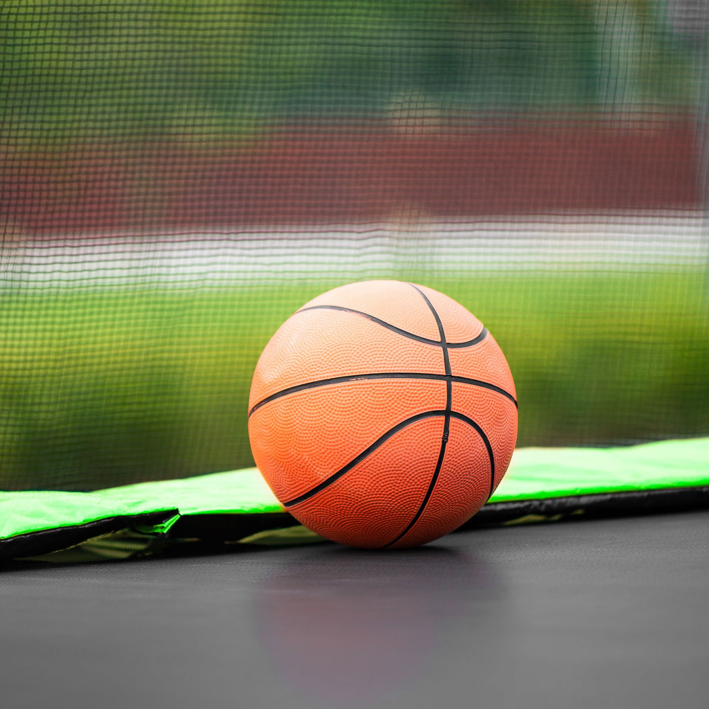 Yeah Depot - 15FT Trampoline with Basketball Hoop Inflator and Ladder(Inner Safety Enclosure) Green
