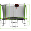 Yeah Depot - 15FT Trampoline with Basketball Hoop Inflator and Ladder(Inner Safety Enclosure) Green