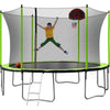 Yeah Depot - 14FT Trampoline with Basketball Hoop Inflator and Ladder(Inner Safety Enclosure) Green