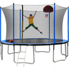 Yeah Depot - 15FT Trampoline with Basketball Hoop Inflator and Ladder(Inner Safety Enclosure) Blue