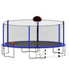 Yeah Depot - 16FT Trampoline with Basketball Hoop pump and Ladder(Inner Safety Enclosure) with soccer goal blue