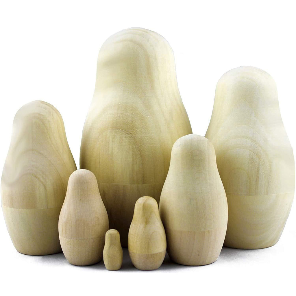 Matryoshka&Handicraft - Unpainted Nesting Dolls DIY 7 Pcs Matryoshka Nesting Dolls Blank DIY Unfinished