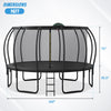 Yeah Depot - 16FT Trampoline for Kids with Upgraded ArcPole and Composite TopLoop for Safety Enclosure, Plus Basketball Board and 12 Ground Stakes, Outdoor Recreational Playset Balance Physical Training Trampoline