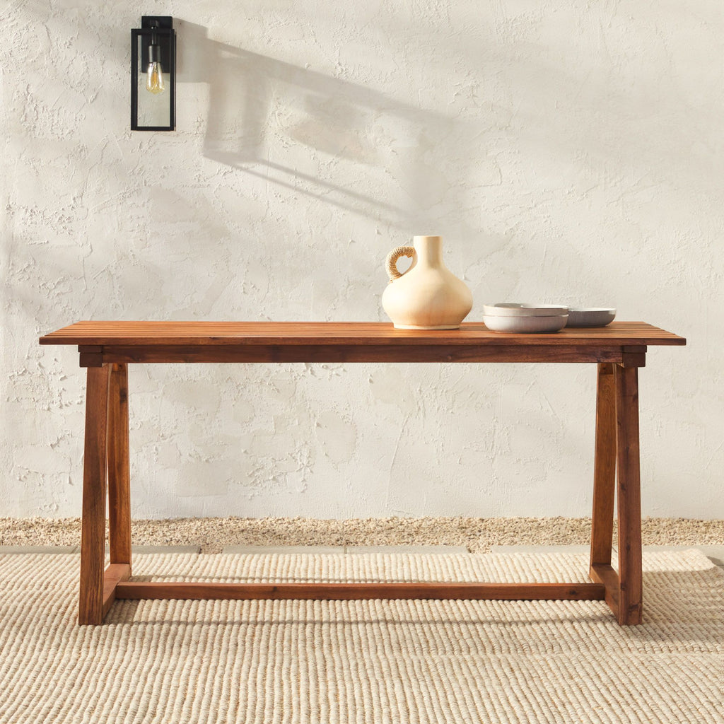 Yeah Depot - Contemporary Solid Wood Slat-Top Patio Dining Table â€“ Black Wash