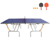 Yeah Depot - 8ft Mid-Size Table Tennis Table Foldable & Portable Ping Pong Table Set for Indoor & Outdoor Games with Net, 2 Table Tennis Paddles and 3 Balls