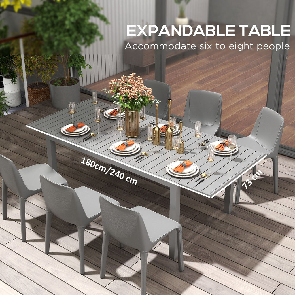 Yeah Depot - Outsunny Expandable Patio Table, Rectangle Patio Table, Outdoor Dining Table for 6-8 People with Aluminum Frame & Slatted Tabletop for Garden, Lawn, Balcony, Terrace, Charcoal Gray