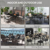 Yeah Depot - Outsunny Rectangle Outdoor Dining Table for 6 People, Steel Rectangular Patio Table with Umbrella Hole, Steel Frame for Garden, Balcony, Black