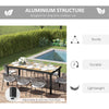 Yeah Depot - Outsunny 75'' x 35'' Outdoor Dining Table for 8 People, Rectangular Aluminum Frame Garden Table with All-Weather Faux Wood Top for Garden, Lawn, Patio, Natural