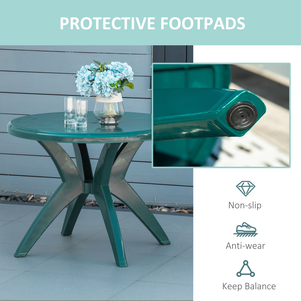 Yeah Depot - Outsunny 36.25'' Dia Round Plastic Patio Table with Umbrella Hole, Outdoor Bistro Dining Table, for Bar, Garden, Backyard, Poolside, Yard, Green