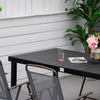 Yeah Depot - Outsunny 75'' x 35'' Outdoor Dining Table for 8 People, Rectangular Aluminum Frame Garden Table with All-Weather Faux Wood Top for Garden, Lawn, Patio, Black