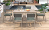 Yeah Depot - Outdoor Dining Set Patio Dining table and Chairs with Rattan Backrest and Removable Cushions for Patio and Backyard, White Washed