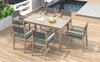 Yeah Depot - Outdoor Dining Set Patio Dining table and Chairs with Rattan Backrest and Removable Cushions for Patio and Backyard, White Washed