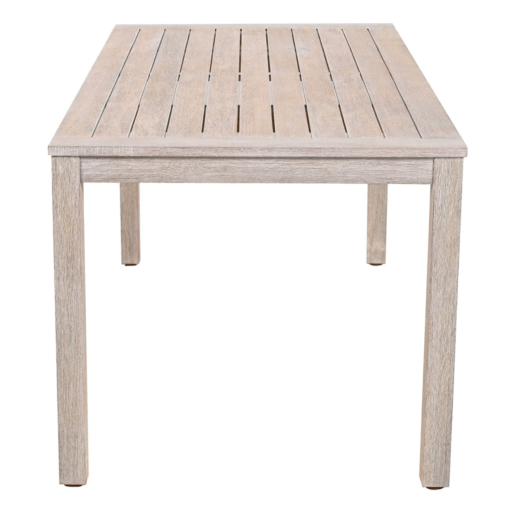 Yeah Depot - Outdoor Dining Set Patio Dining table and Chairs with Rattan Backrest and Removable Cushions for Patio and Backyard, White Washed