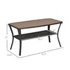 Yeah Depot - Outsunny Patio PE Rattan Coffee Table with Storage Shelf, Hand-Woven Wicker Outdoor Side Table, 2-Layer Storage Table with Wood-plastic Composite Top, for Garden, Porch, Backyard, Mixed Brown