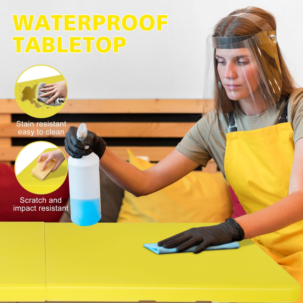 Yeah Depot - 4ft Yellow Portable Folding Table Indoor&Outdoor Maximum Weight 135KG Foldable Table for Camping