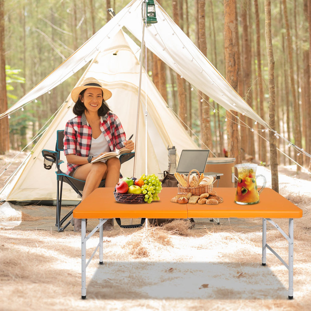 Yeah Depot - 4ft Orange Portable Folding Table Indoor&Outdoor Maximum Weight 135KG Foldable Table for Camping