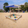 Yeah Depot - Children's Wooden Sandbox with Adjustable Canopy, Sandpit with Covers Kids Wood Playset Outdoor Backyard - Upgrade Retractable,45.3''L x 45.3''W x 46.5''H,Golden Red