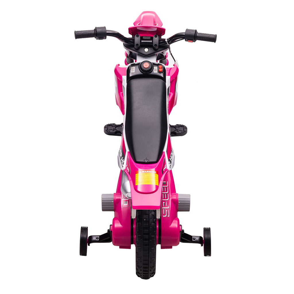Yeah Depot - 12V Kids Ride on Toy Motorcycle, Electric Motor Toy Bike with Training Wheels for Kids 3-6, Rose Red