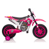 Yeah Depot - 12V Kids Ride on Toy Motorcycle, Electric Motor Toy Bike with Training Wheels for Kids 3-6, Rose Red