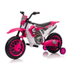 Yeah Depot - 12V Kids Ride on Toy Motorcycle, Electric Motor Toy Bike with Training Wheels for Kids 3-6, Rose Red