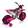 Yeah Depot - 12V Kids Ride on Toy Motorcycle, Electric Motor Toy Bike with Training Wheels for Kids 3-6, Rose Red