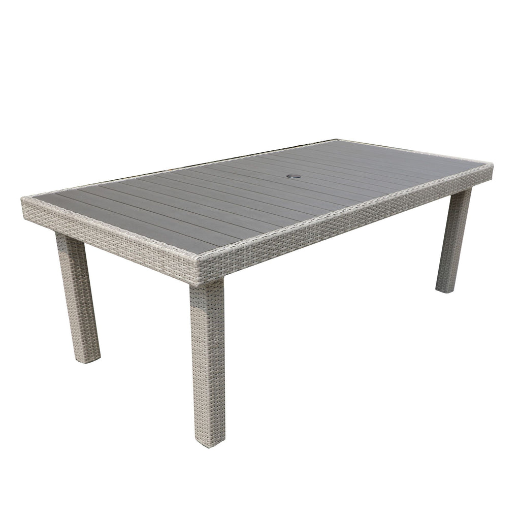 Yeah Depot - Balcones Outdoor Furniture, Wicker Rectangular Dining Table, Gray