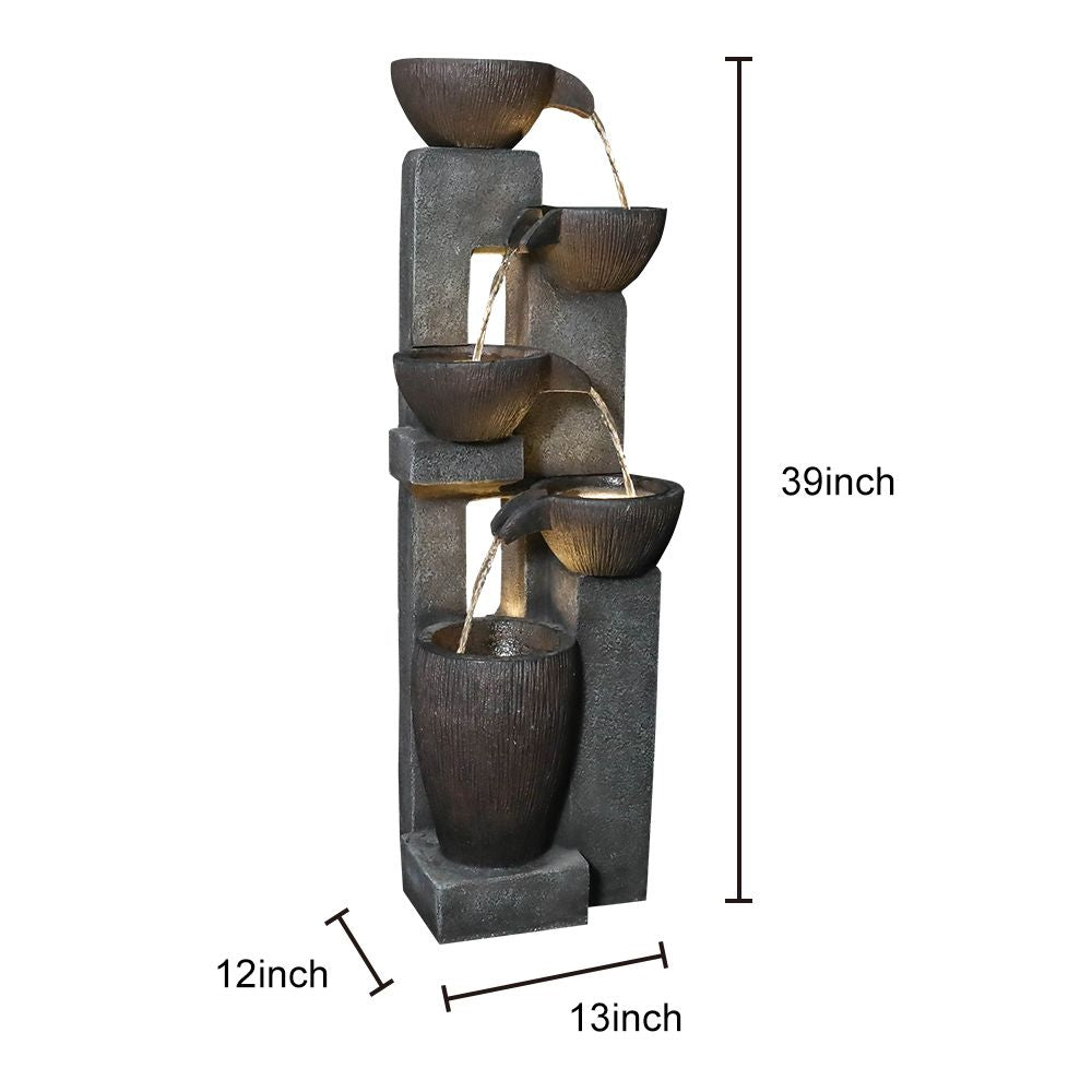 Rcosy - 39inches Outdoor Water Fountains with LED Lights for Garden Decor