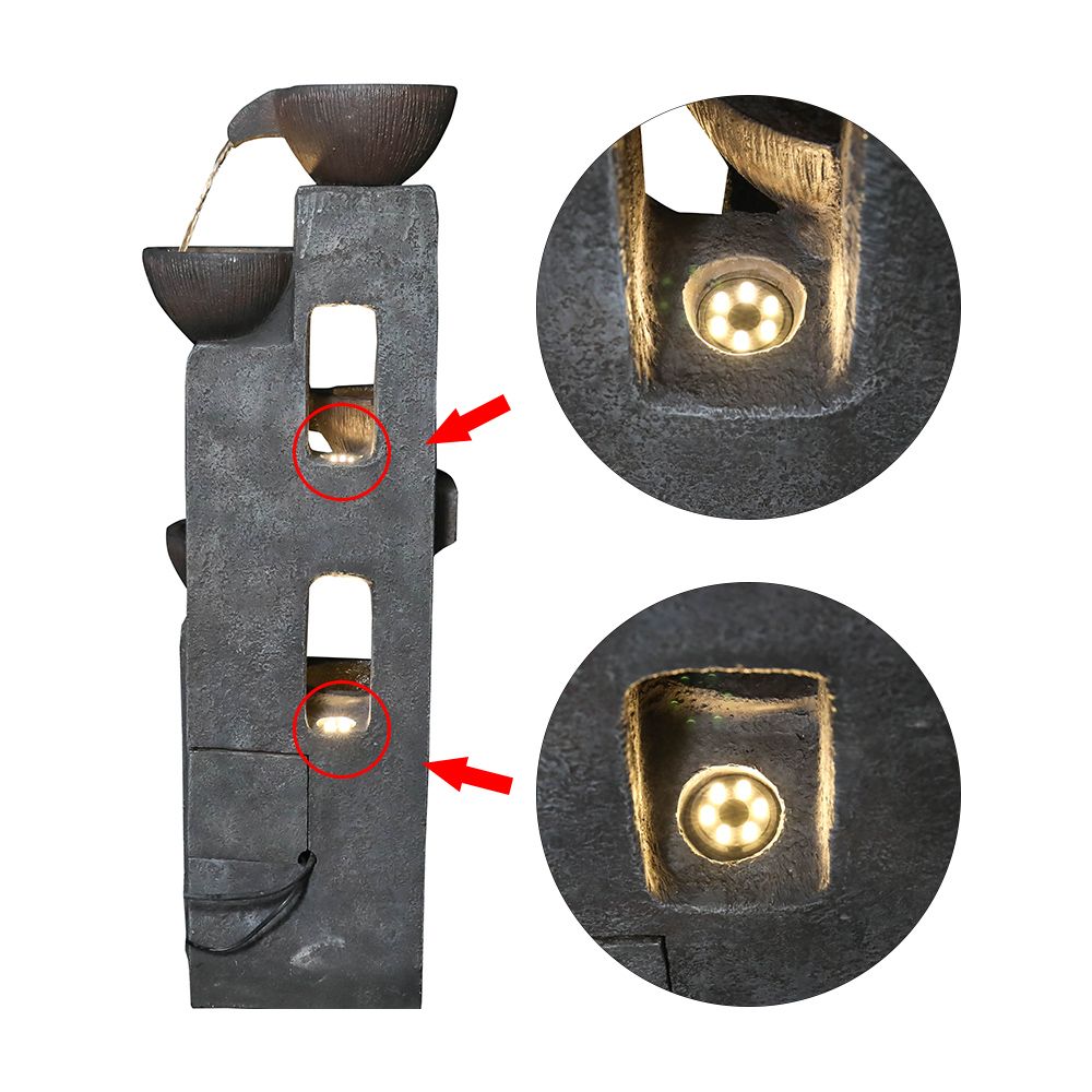 Rcosy - 39inches Outdoor Water Fountains with LED Lights for Garden Decor