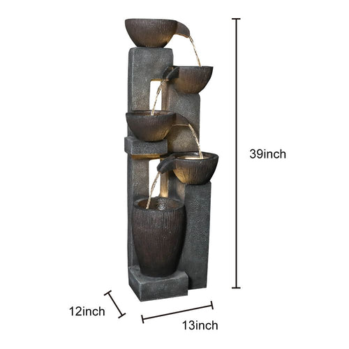 Rcosy - 39inches Outdoor Water Fountains with LED Lights for Garden Decor