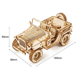 Smilegive - Robotime ROKR Army Jeep Car 3D Wooden Puzzle Model Toys Building Kits for Children Kids Birthday Christmas Gifts MC701 Dropship