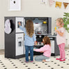 inQ Boutique - Interactive Kids Play Kitchen with Ice Maker & Chalkboard, Corner Design Pretend Cooking Set with Realistic Sound Effects-Coffee
