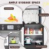 inQ Boutique - Interactive Kids Play Kitchen with Ice Maker & Chalkboard, Corner Design Pretend Cooking Set with Realistic Sound Effects-Coffee