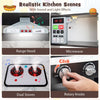 inQ Boutique - Interactive Kids Play Kitchen with Ice Maker & Chalkboard, Corner Design Pretend Cooking Set with Realistic Sound Effects-Coffee