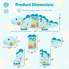inQ Boutique - 11-in-1 Dinosaur Activity Wall Busy Board Panels-- Wooden Sensory Toy-Blue