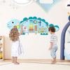 inQ Boutique - 11-in-1 Dinosaur Activity Wall Busy Board Panels-- Wooden Sensory Toy-Blue