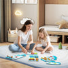inQ Boutique - 11-in-1 Dinosaur Activity Wall Busy Board Panels-- Wooden Sensory Toy-Blue