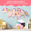 inQ Boutique - 11-in-1 Dinosaur Activity Wall Busy Board Panels-- Wooden Sensory Toy-Pink