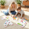 inQ Boutique - 11-in-1 Dinosaur Activity Wall Busy Board Panels-- Wooden Sensory Toy-White