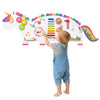 inQ Boutique - 11-in-1 Dinosaur Activity Wall Busy Board Panels-- Wooden Sensory Toy-White
