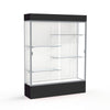 Spirit  60''W x 80''H x 16''D  Lighted Floor Case, White Back, Satin Finish, Black Base and Top - Waddell