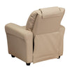 Contemporary Beige Vinyl Kids Recliner with Cup Holder and Headrest - Flash Furniture